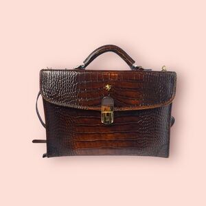 Pratesi Firenze Leather Briefcase Laptop Bag Brown